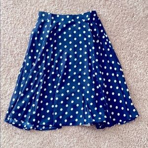 Navy White Polka Dot Fit Flare Circle Pinup Skirt
